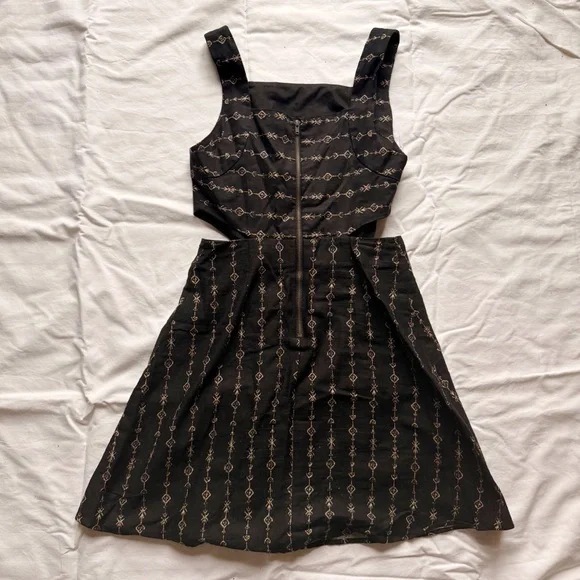 UO Black Printed Dress with Cutouts - Picture 3 of 4